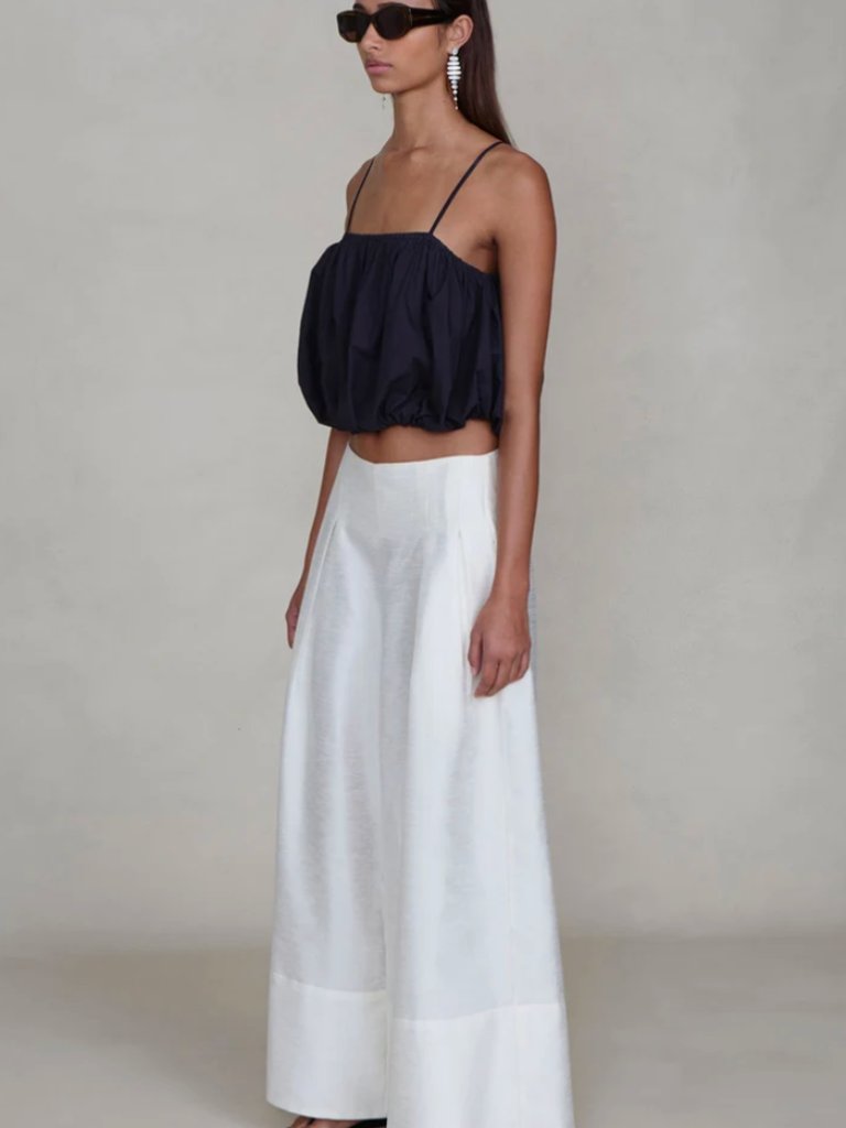 Chan Luu Dupioni Ultra Wide Leg Trouser White